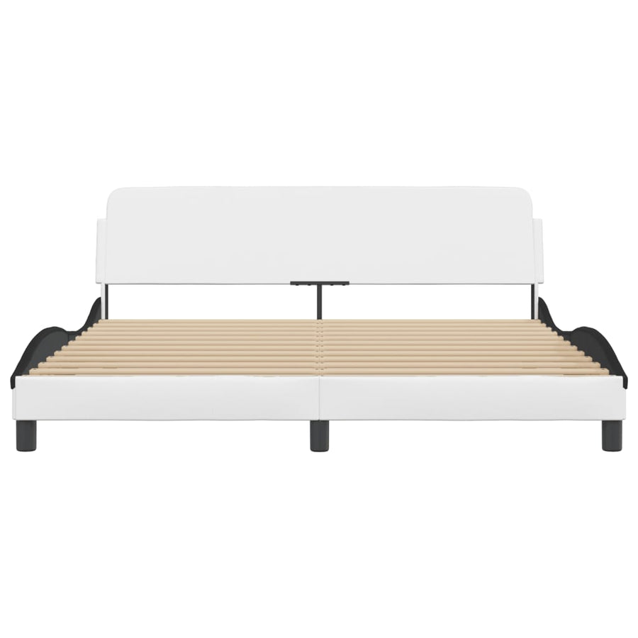 Bedframe Met Hoofdbord Kunstleer Wit En Zwart 180X200 Cm