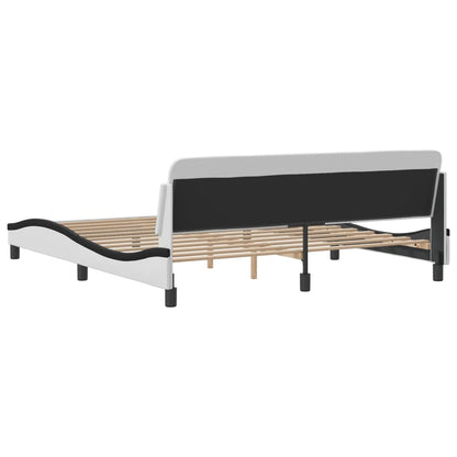 Bedframe Met Hoofdbord Kunstleer Wit En Zwart 180X200 Cm