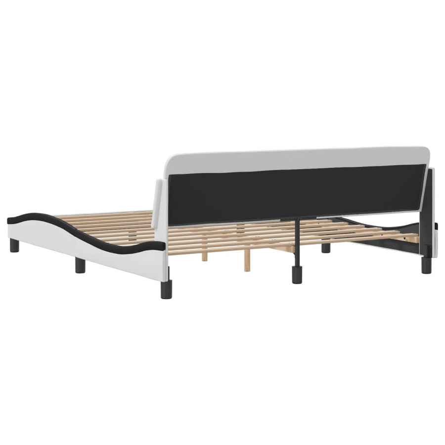 Bedframe Met Hoofdbord Kunstleer Wit En Zwart 180X200 Cm