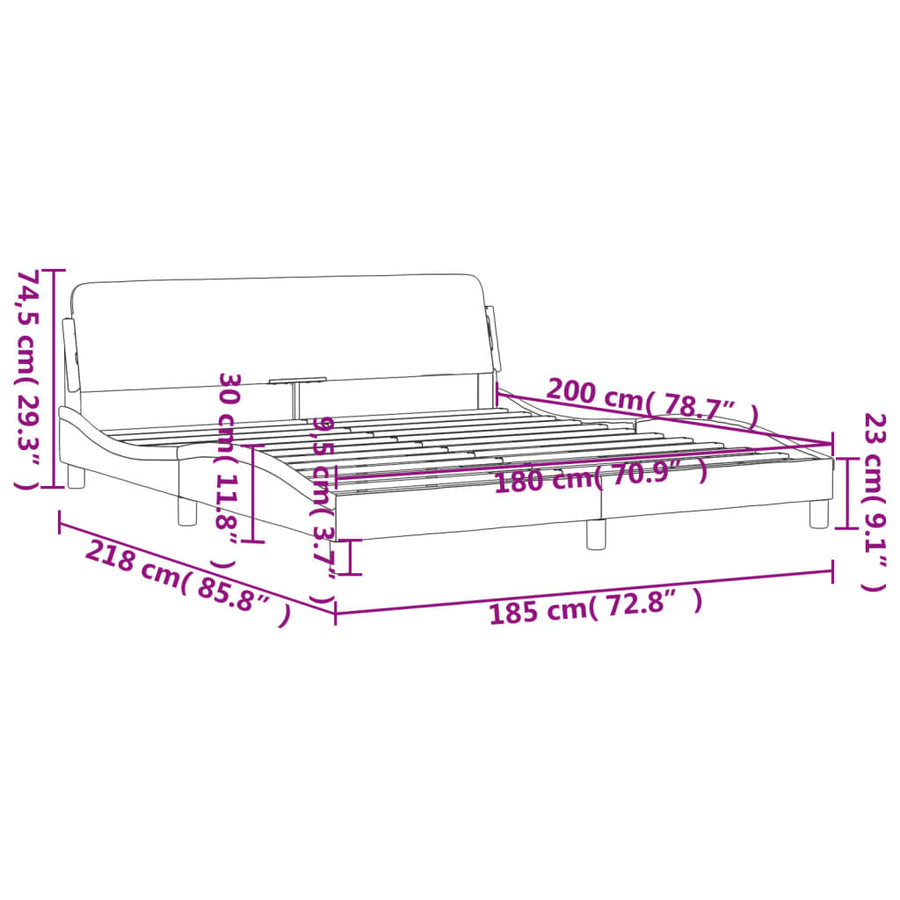 Bedframe Met Hoofdbord Kunstleer Wit En Zwart 180X200 Cm