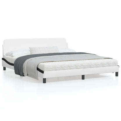 Bedframe Met Hoofdbord Kunstleer Wit En Zwart 180X200 Cm