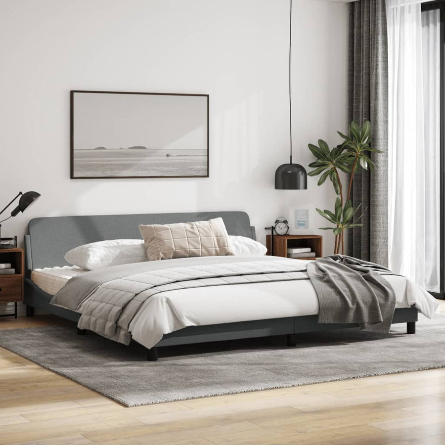 Bedframe Met Hoofdbord Stof Lichtgrijs 200X200 Cm