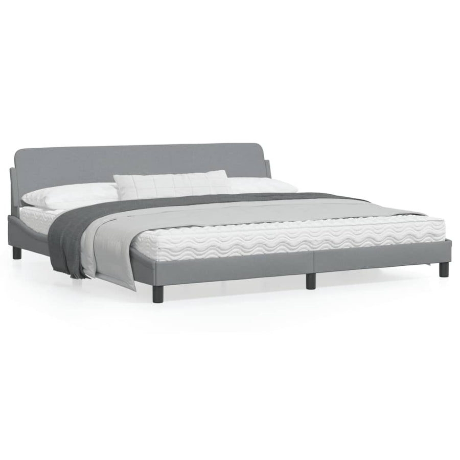 Bedframe Met Hoofdbord Stof Lichtgrijs 200X200 Cm