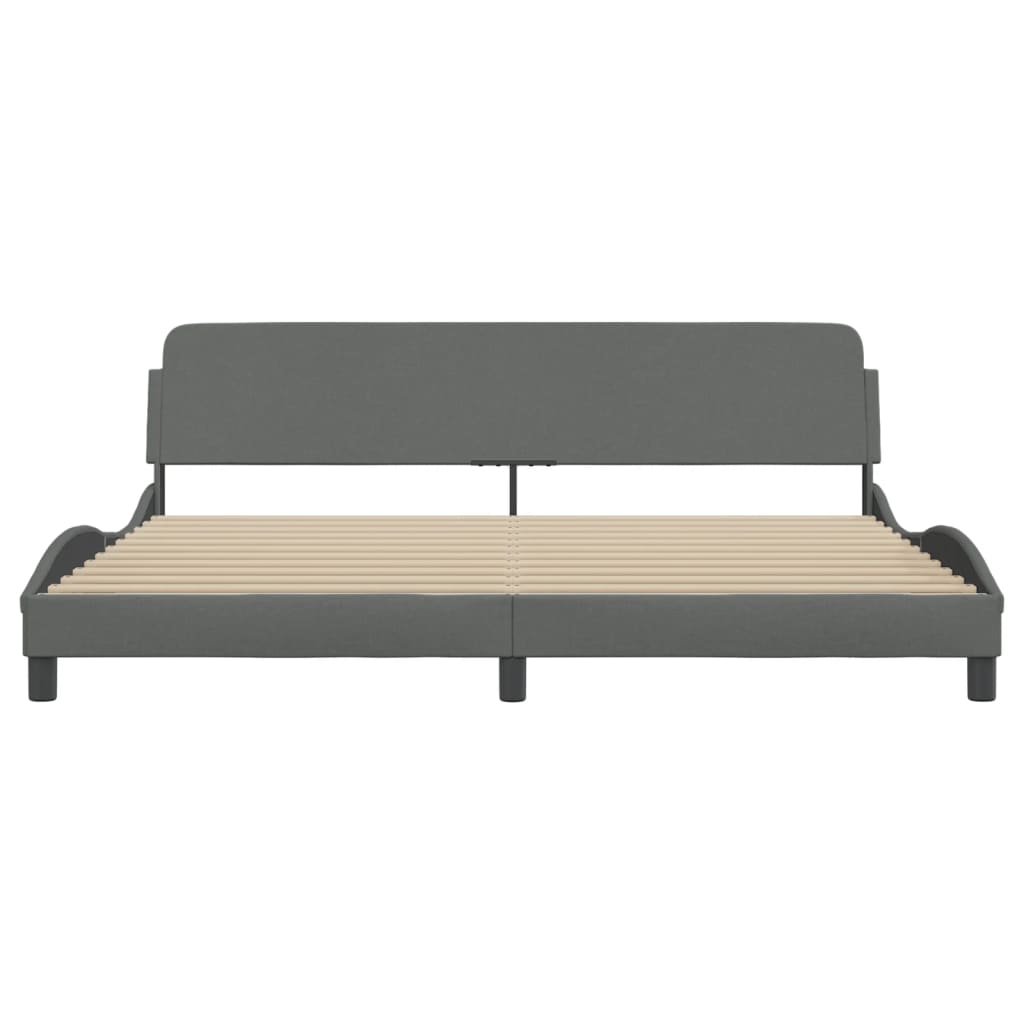 Bedframe Met Hoofdbord Stof Donkergrijs 200X200 Cm