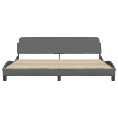 Bedframe Met Hoofdbord Stof Donkergrijs 200X200 Cm