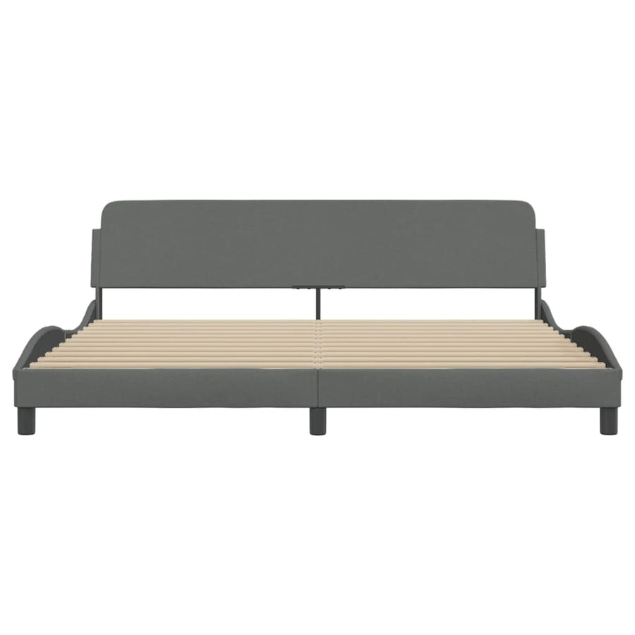 Bedframe Met Hoofdbord Stof Donkergrijs 200X200 Cm