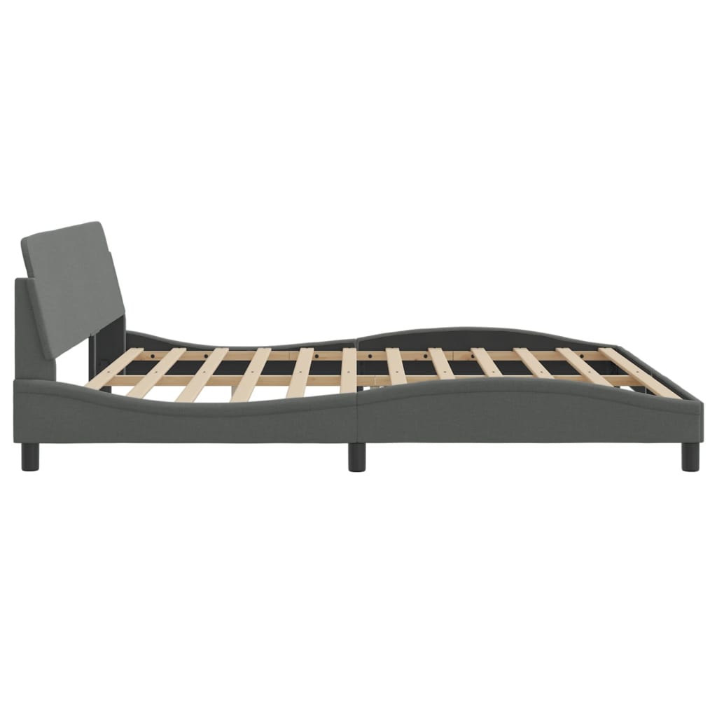 Bedframe Met Hoofdbord Stof Donkergrijs 200X200 Cm