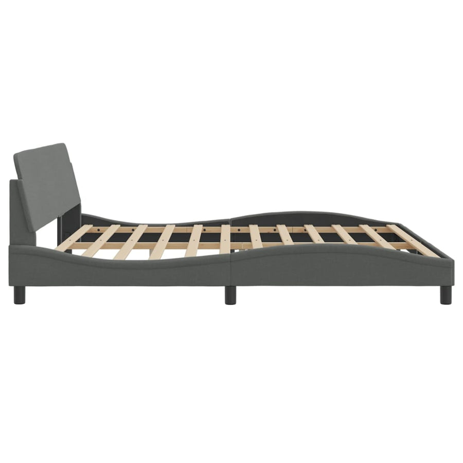 Bedframe Met Hoofdbord Stof Donkergrijs 200X200 Cm