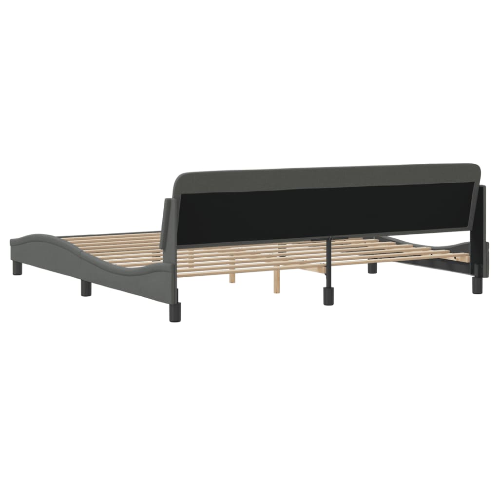Bedframe Met Hoofdbord Stof Donkergrijs 200X200 Cm
