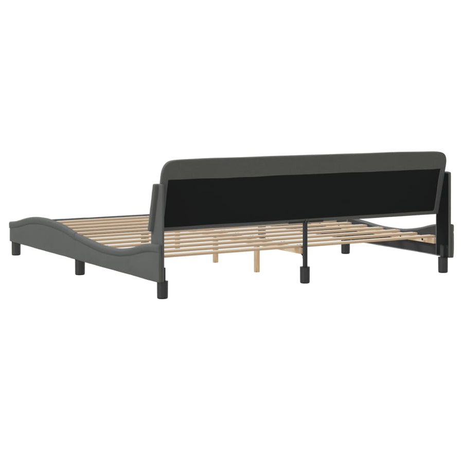 Bedframe Met Hoofdbord Stof Donkergrijs 200X200 Cm