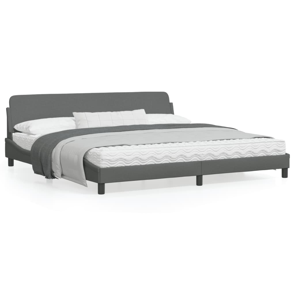 Bedframe Met Hoofdbord Stof Donkergrijs 200X200 Cm