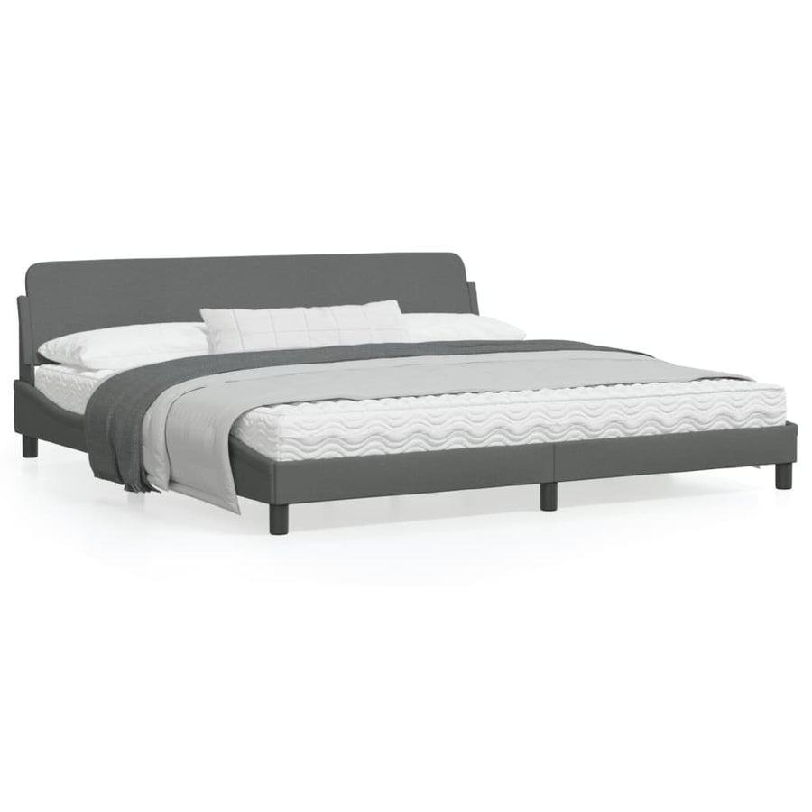 Bedframe Met Hoofdbord Stof Donkergrijs 200X200 Cm