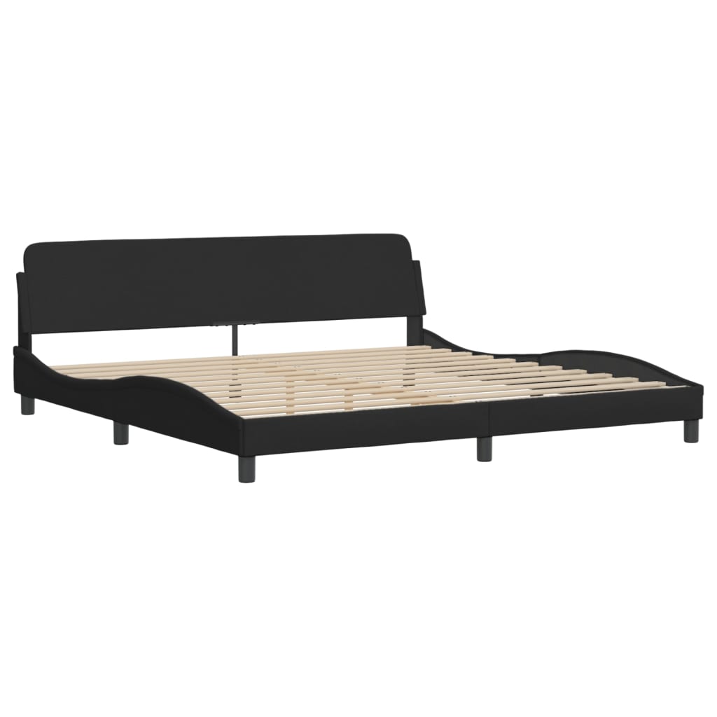 Bedframe Met Hoofdbord Stof Zwart 200X200 Cm