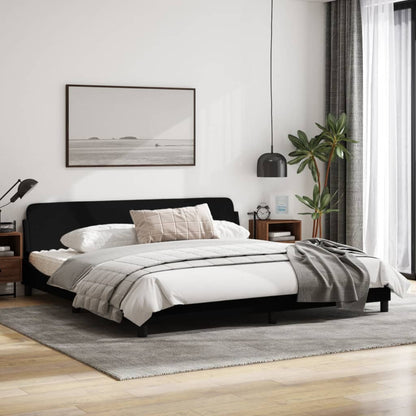 Bedframe Met Hoofdbord Stof Zwart 200X200 Cm