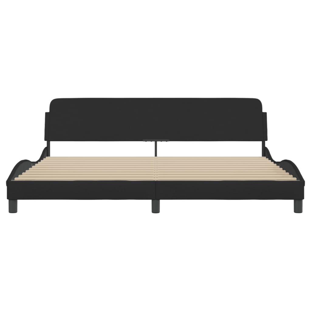 Bedframe Met Hoofdbord Stof Zwart 200X200 Cm