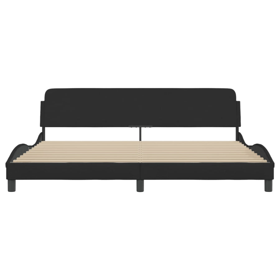 Bedframe Met Hoofdbord Stof Zwart 200X200 Cm