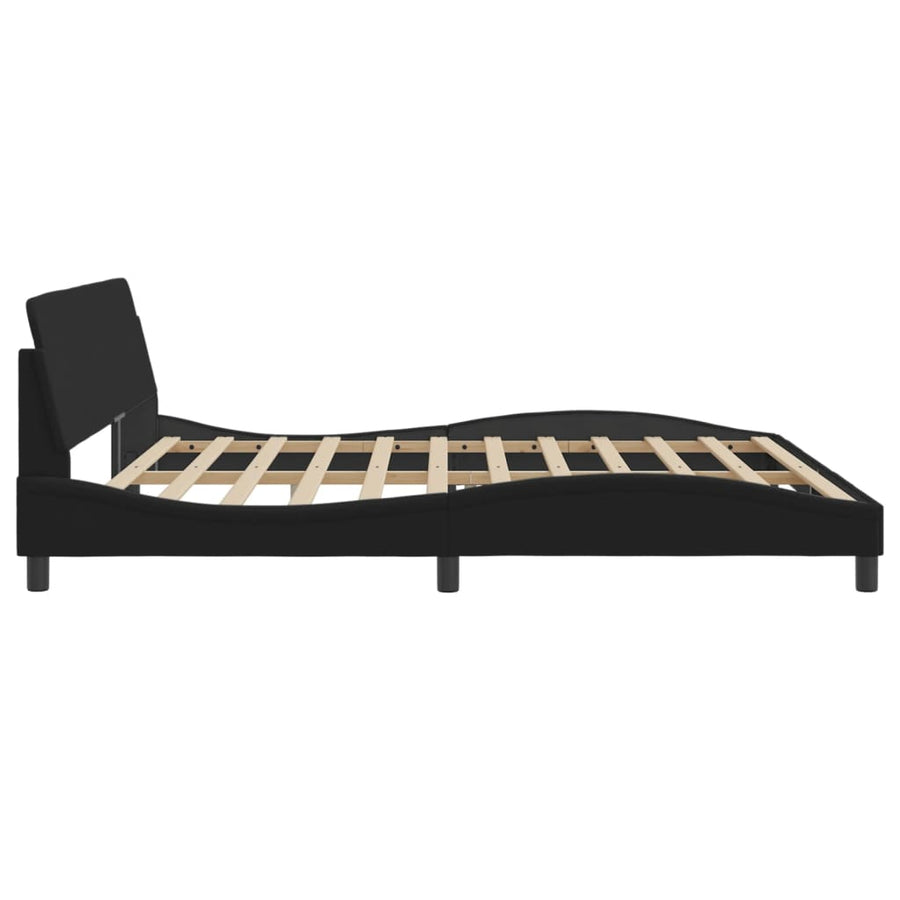 Bedframe Met Hoofdbord Stof Zwart 200X200 Cm