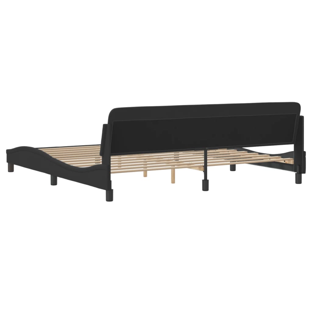 Bedframe Met Hoofdbord Stof Zwart 200X200 Cm