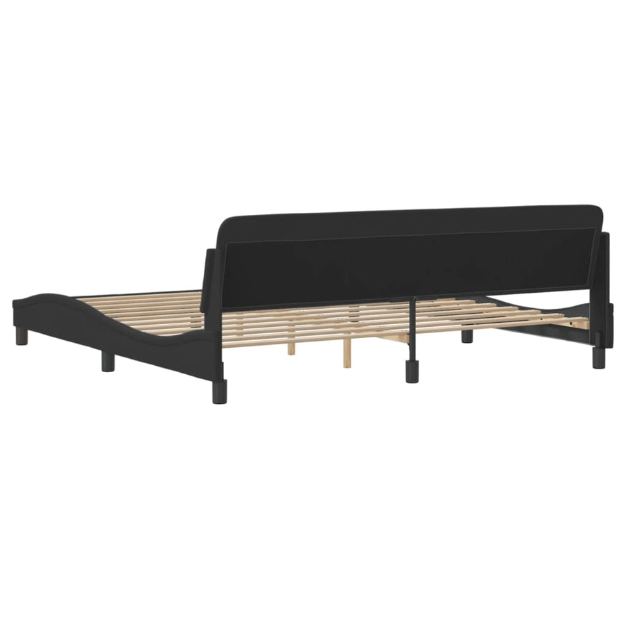 Bedframe Met Hoofdbord Stof Zwart 200X200 Cm