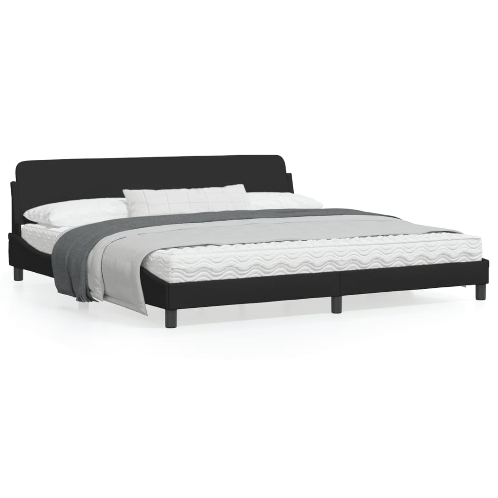 Bedframe Met Hoofdbord Stof Zwart 200X200 Cm