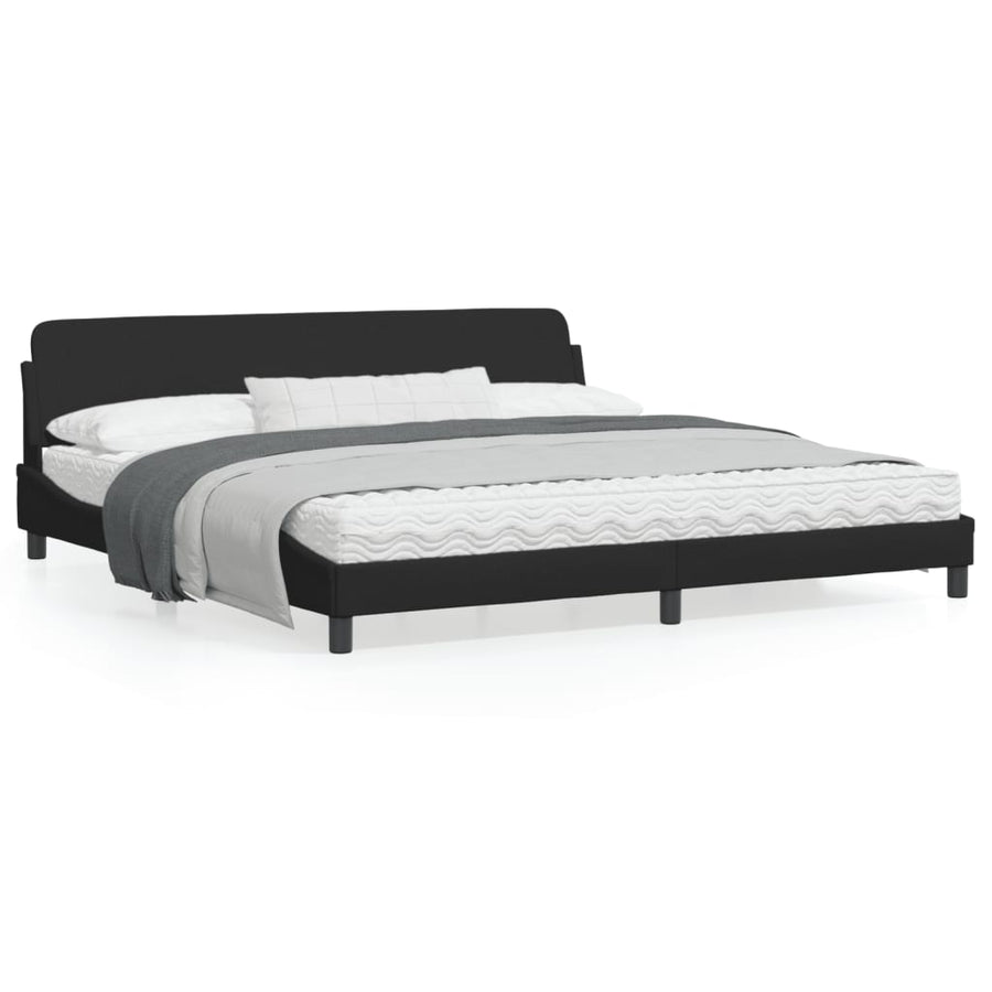Bedframe Met Hoofdbord Stof Zwart 200X200 Cm