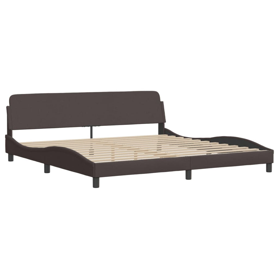Bedframe Met Hoofdbord Stof Donkerbruin 200X200 Cm