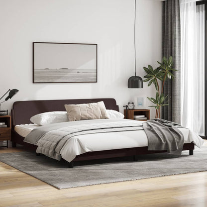 Bedframe Met Hoofdbord Stof Donkerbruin 200X200 Cm