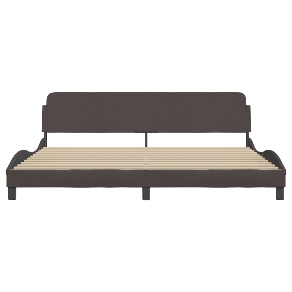 Bedframe Met Hoofdbord Stof Donkerbruin 200X200 Cm