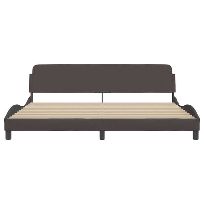 Bedframe Met Hoofdbord Stof Donkerbruin 200X200 Cm