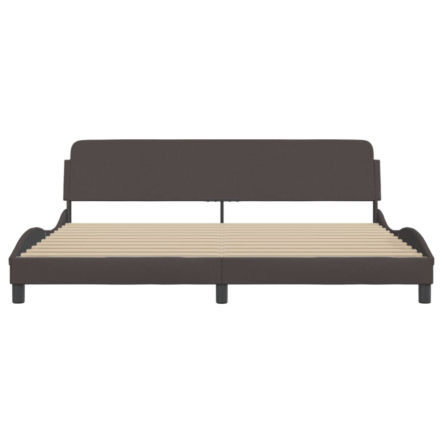 Bedframe Met Hoofdbord Stof Donkerbruin 200X200 Cm