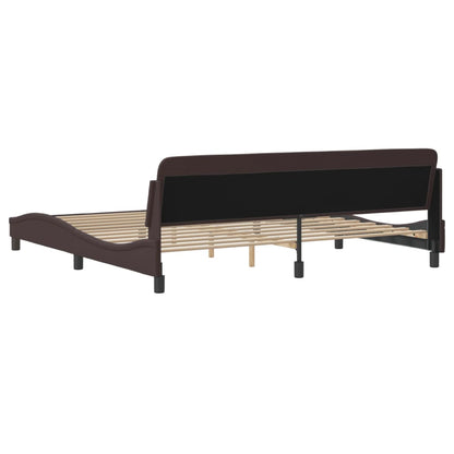 Bedframe Met Hoofdbord Stof Donkerbruin 200X200 Cm
