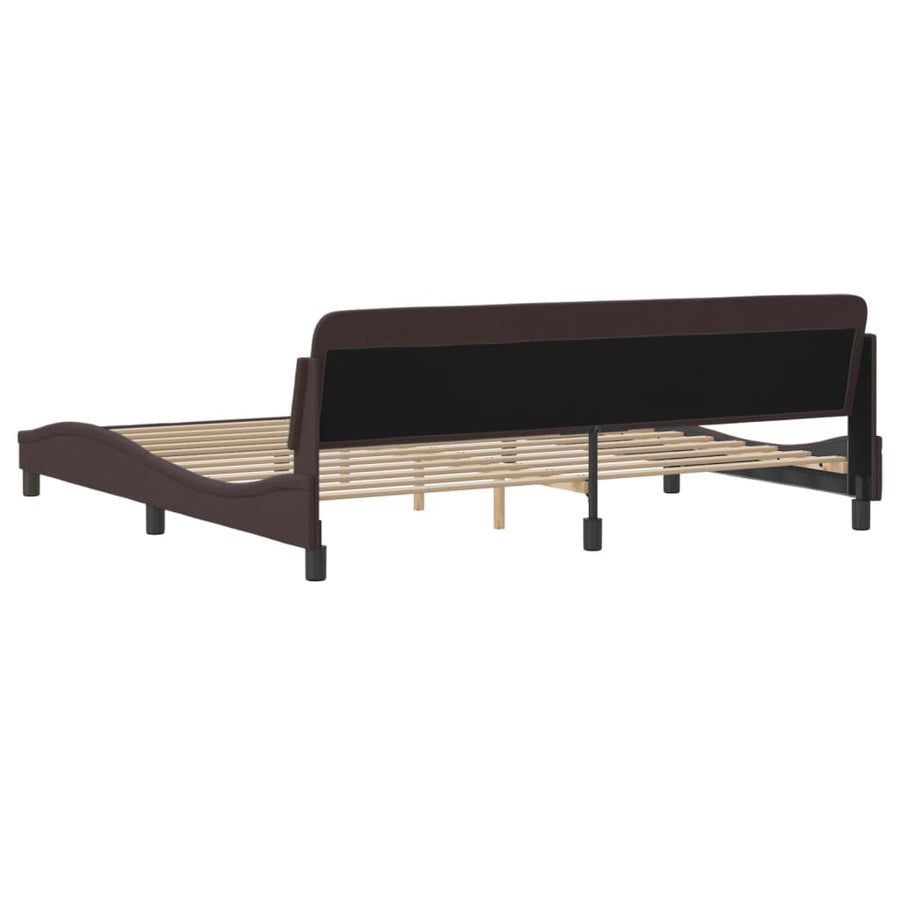 Bedframe Met Hoofdbord Stof Donkerbruin 200X200 Cm