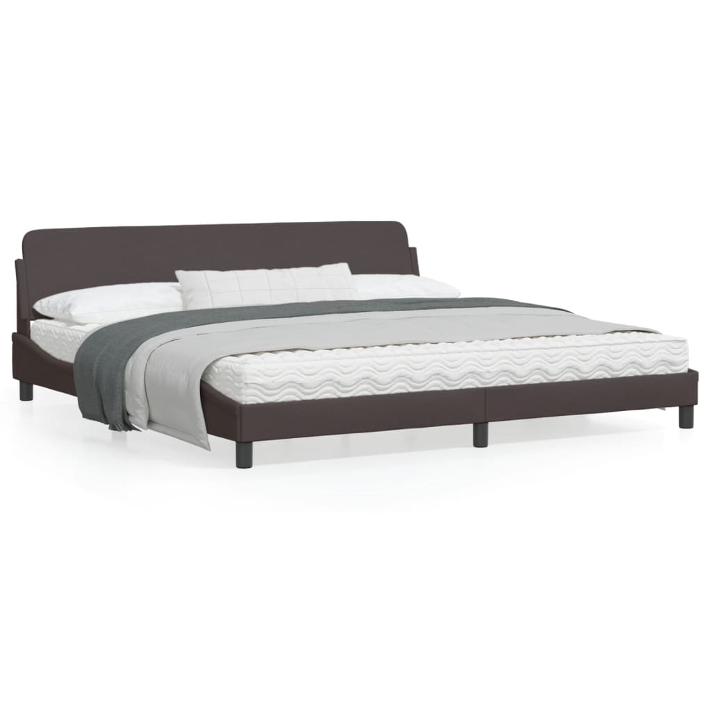 Bedframe Met Hoofdbord Stof Donkerbruin 200X200 Cm