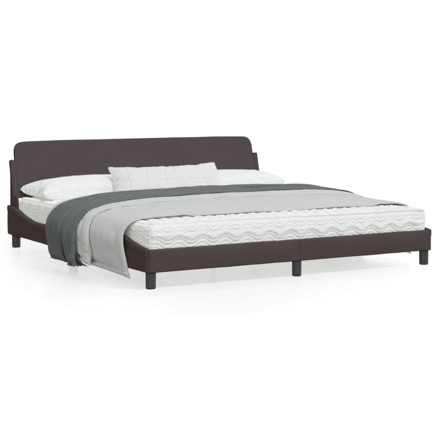 Bedframe Met Hoofdbord Stof Donkerbruin 200X200 Cm