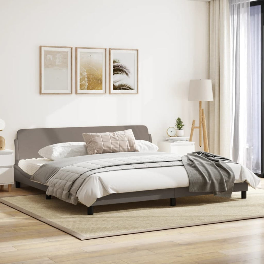 Bedframe Met Hoofdbord Stof Taupe 200X200 Cm