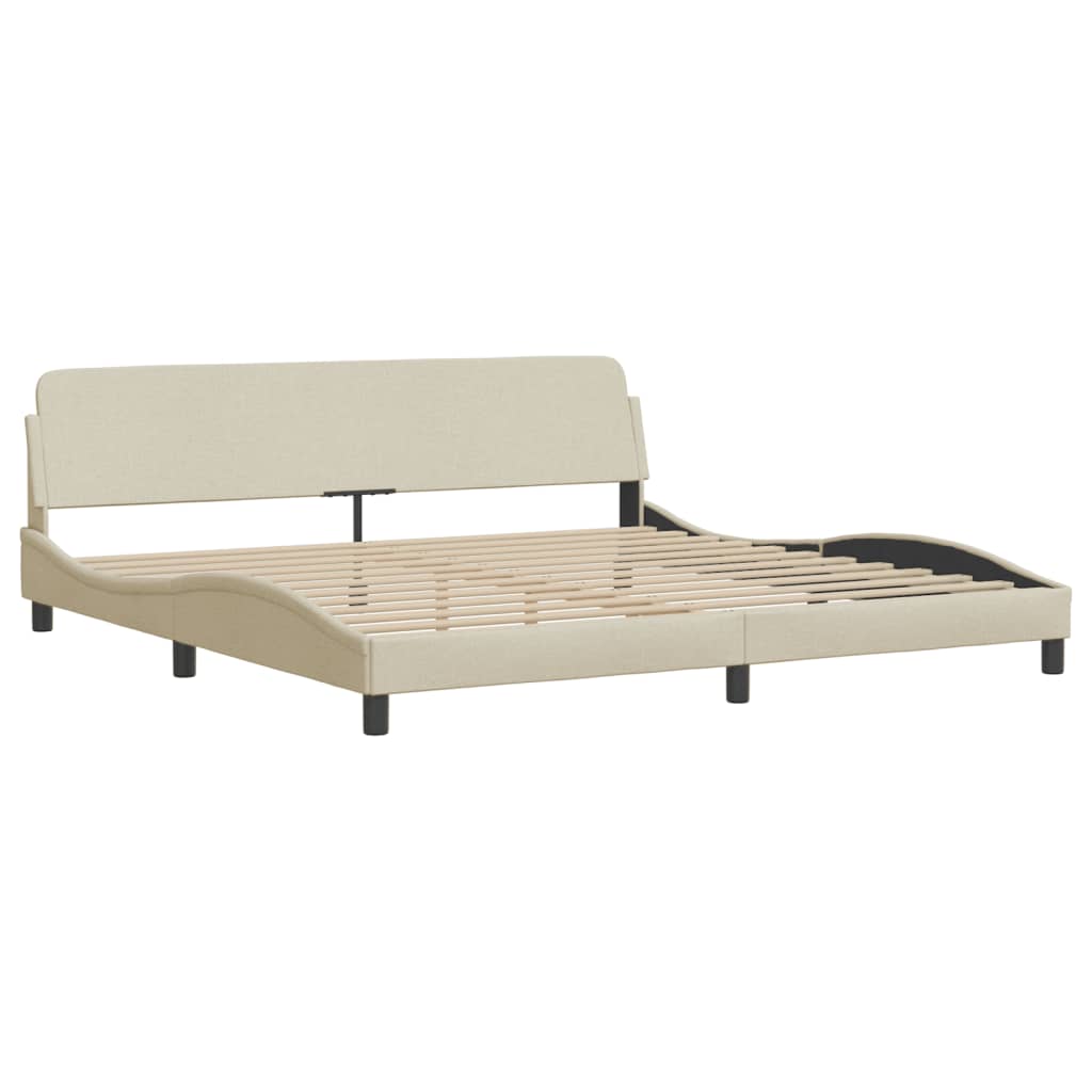 Bedframe Met Hoofdbord Stof Crèmekleurig 200X200 Cm