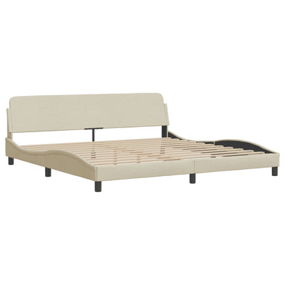 Bedframe Met Hoofdbord Stof Crèmekleurig 200X200 Cm