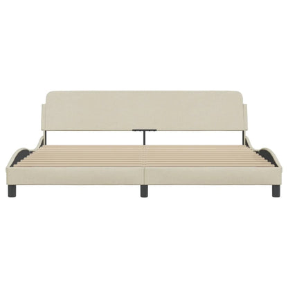 Bedframe Met Hoofdbord Stof Crèmekleurig 200X200 Cm