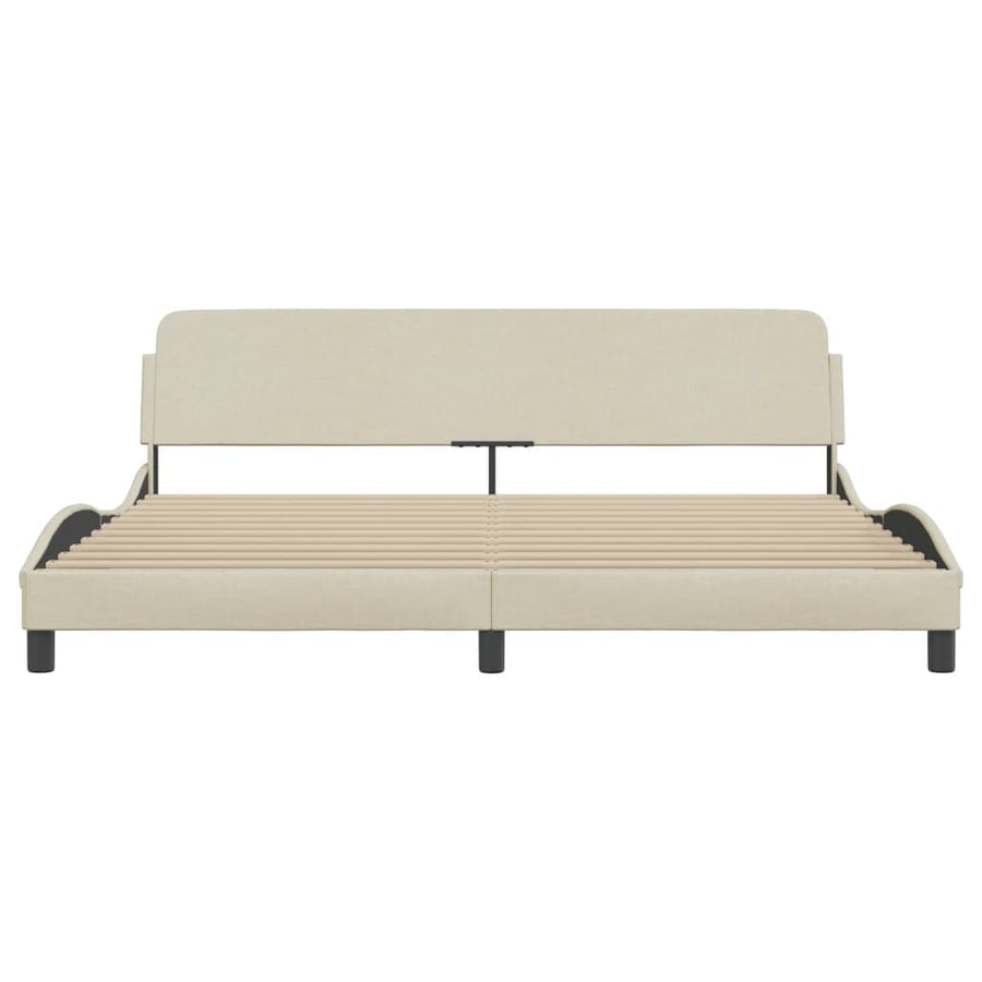 Bedframe Met Hoofdbord Stof Crèmekleurig 200X200 Cm
