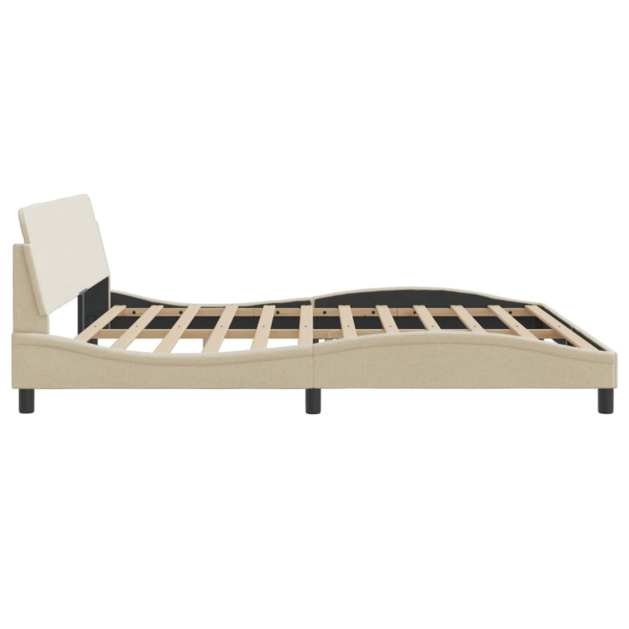 Bedframe Met Hoofdbord Stof Crèmekleurig 200X200 Cm