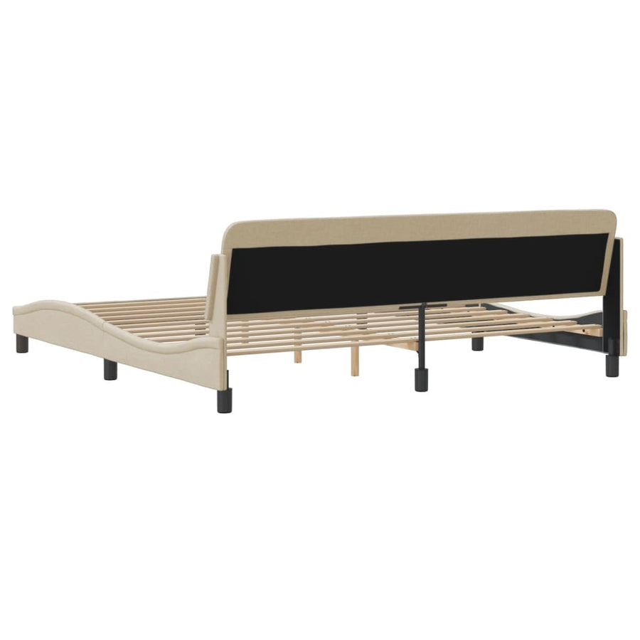 Bedframe Met Hoofdbord Stof Crèmekleurig 200X200 Cm