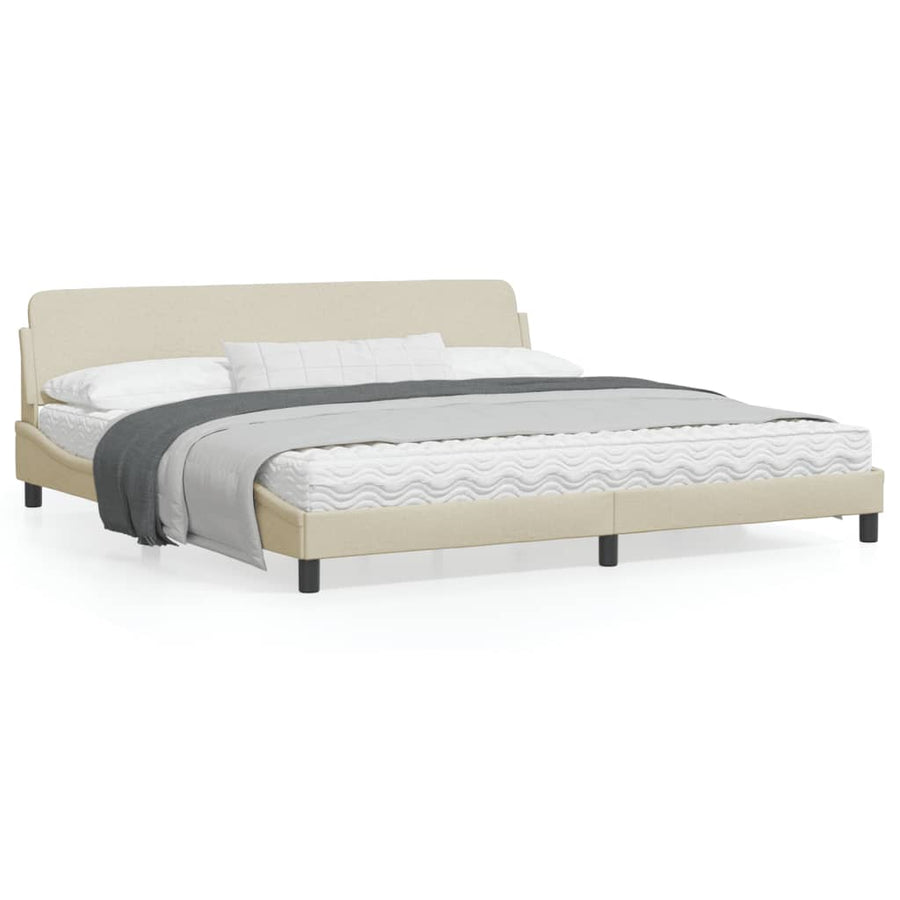 Bedframe Met Hoofdbord Stof Crèmekleurig 200X200 Cm