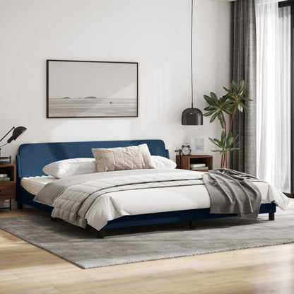 Bedframe Met Hoofdbord Stof Blauw 200X200 Cm