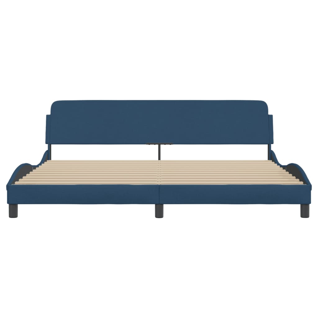 Bedframe Met Hoofdbord Stof Blauw 200X200 Cm