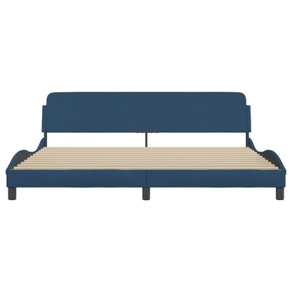 Bedframe Met Hoofdbord Stof Blauw 200X200 Cm