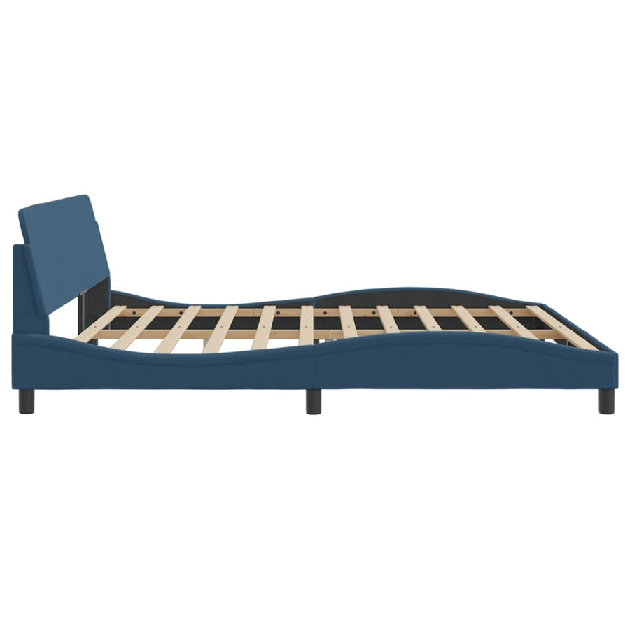Bedframe Met Hoofdbord Stof Blauw 200X200 Cm