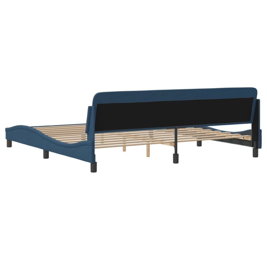 Bedframe Met Hoofdbord Stof Blauw 200X200 Cm