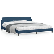 Bedframe Met Hoofdbord Stof Blauw 200X200 Cm