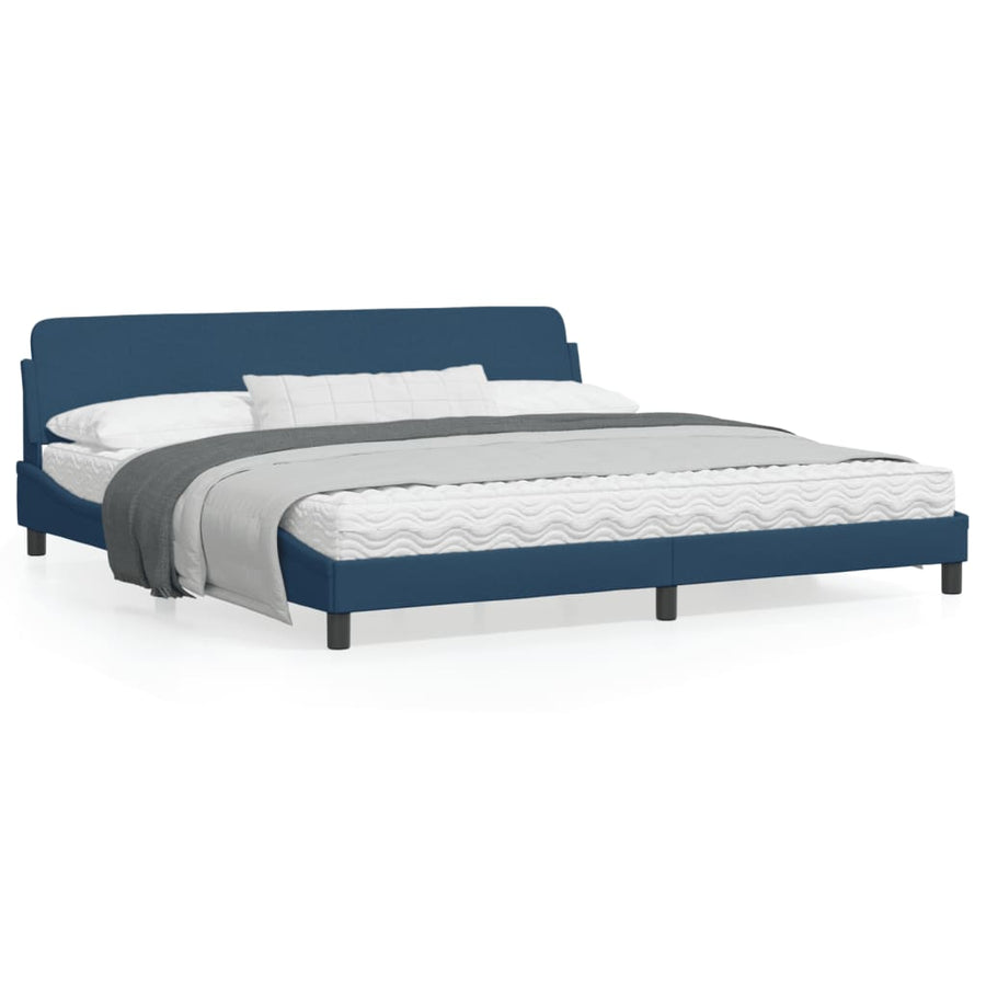 Bedframe Met Hoofdbord Stof Blauw 200X200 Cm