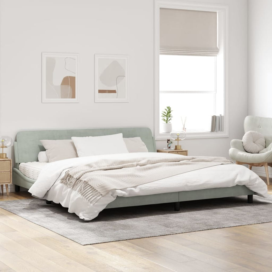 Bedframe Met Hoofdeinde Fluweel Lichtgrijs 200X200 Cm